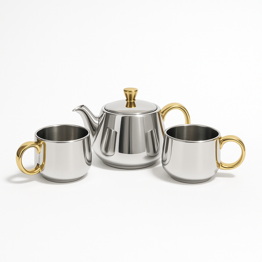 Sun & Moon- Kettle Set 99% pure SILVER plated